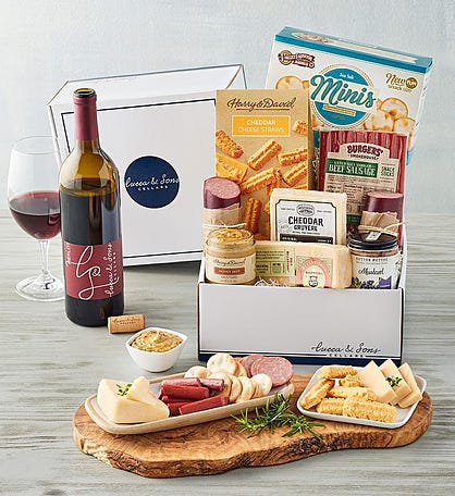 Lucca & Sons Market™ Deluxe Meat and Cheese Box with Wine
